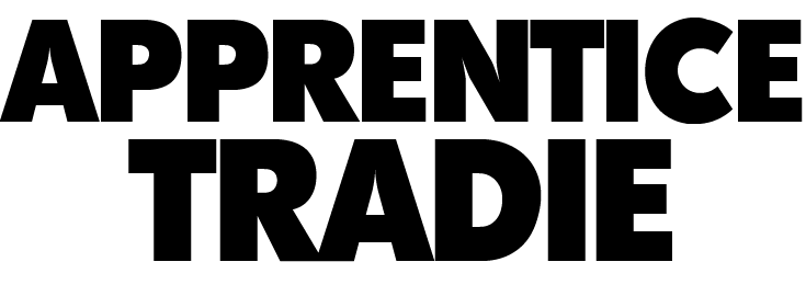 Apprentice Tradie design: Bold black block lettering reading "APPRENTICE TRADIE" on two lines, no illustration.